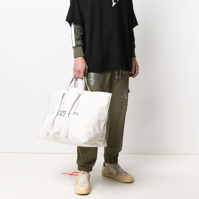 Off-White 21 Commercial Bag Series LOGO Printing Shoulders handbag White OWNA094R21FAB0010110