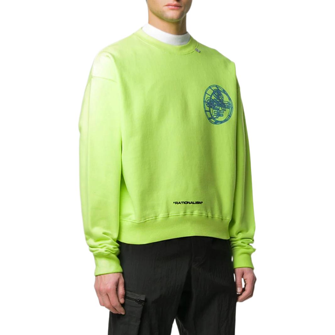 Men's Off-White FW22 Pattern Printing Pullover Long Sleeves Version Green OMBA035R20E300036288