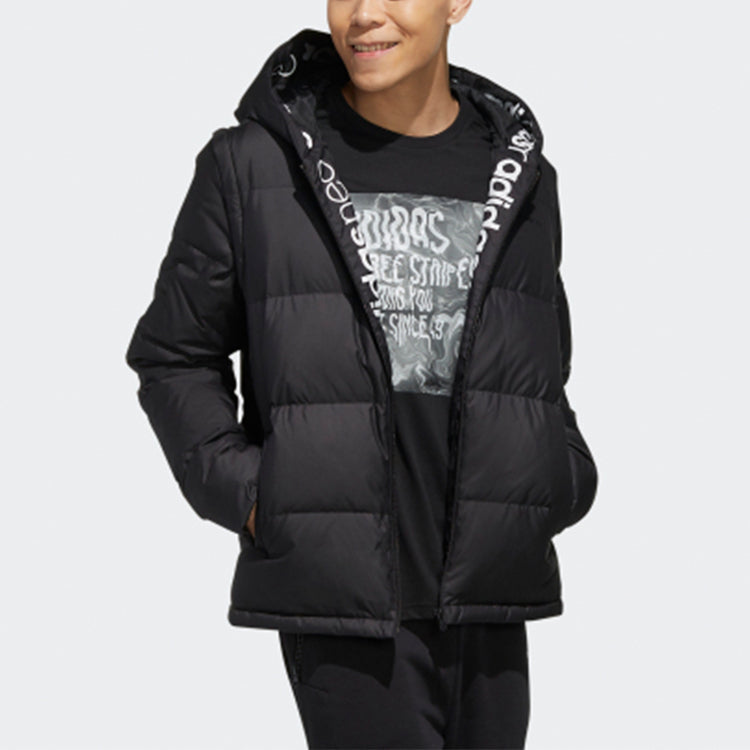adidas neo Windproof Keep Warm Hooded Down Jacket Black FK3502