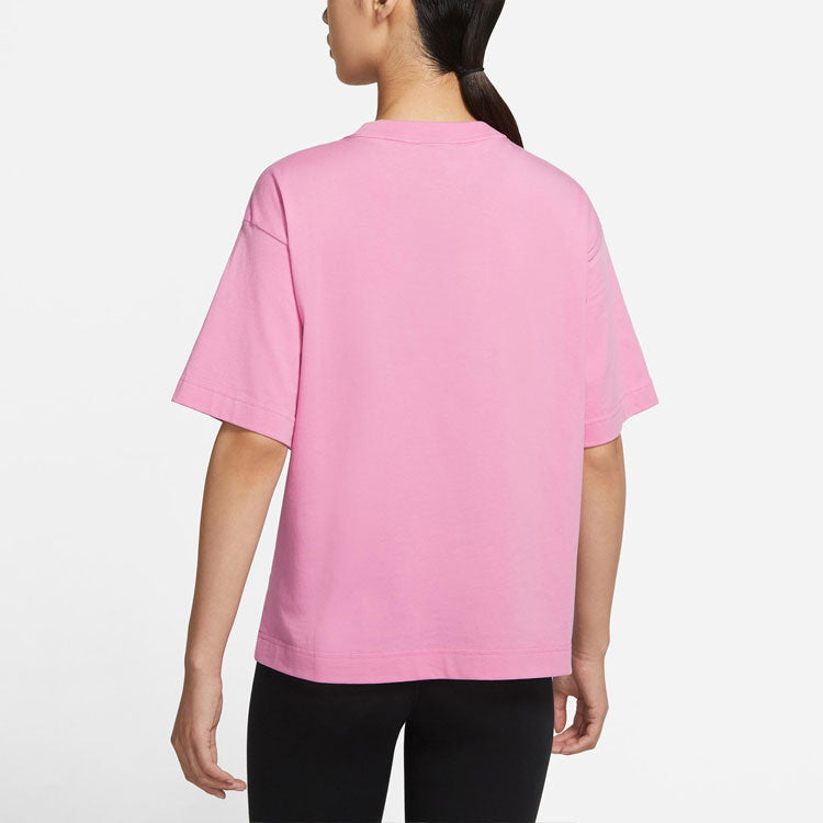 (WMNS) Nike Air Logo Printing Width Loose Sport Short Sleeve 'Pink' DB3841-693