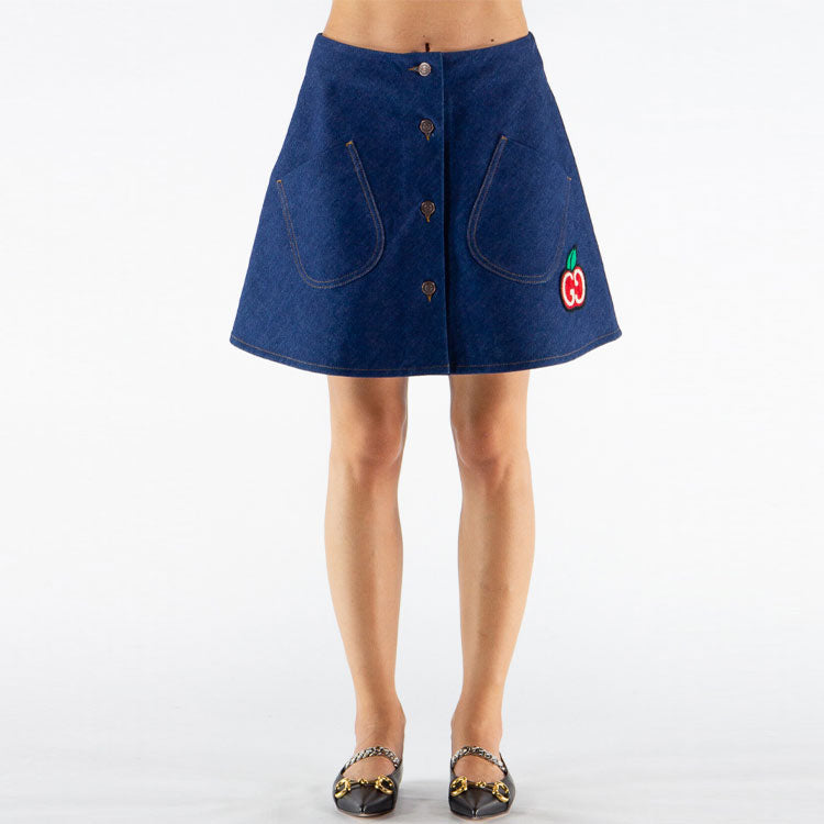 (WMNS) Gucci SS21 Single-Breasted Denim Skirt Blue 617336-XDBEN-4759