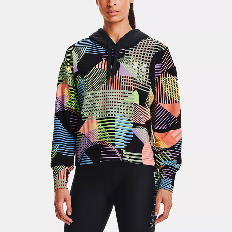 (WMNS) Under Armour Rival Terry Geo Printing Hoodie Black 1363259-001