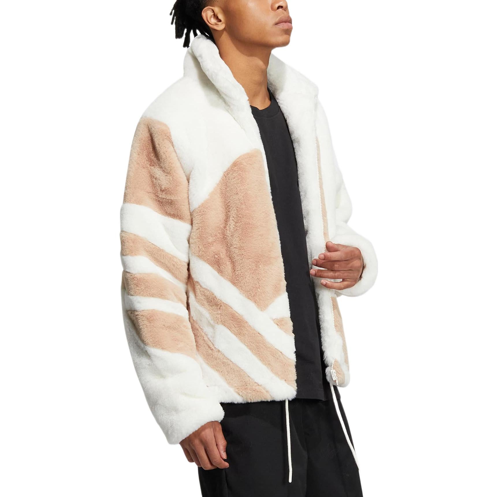 (WMNS) adidas Fur Track Jacket Asia Sizing 'White Tan' HR3485