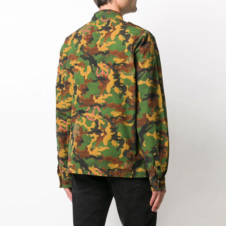 Off-White Camouflage Printing Long Sleeves Shirt Version Green OMGA108R203620019900