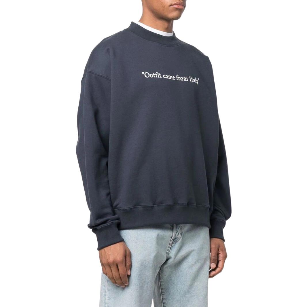 Men's Off-White SS22 Solid Color Alphabet Round Neck Pullover Long Sleeves Version Blue OMBA054S22FLE0014601