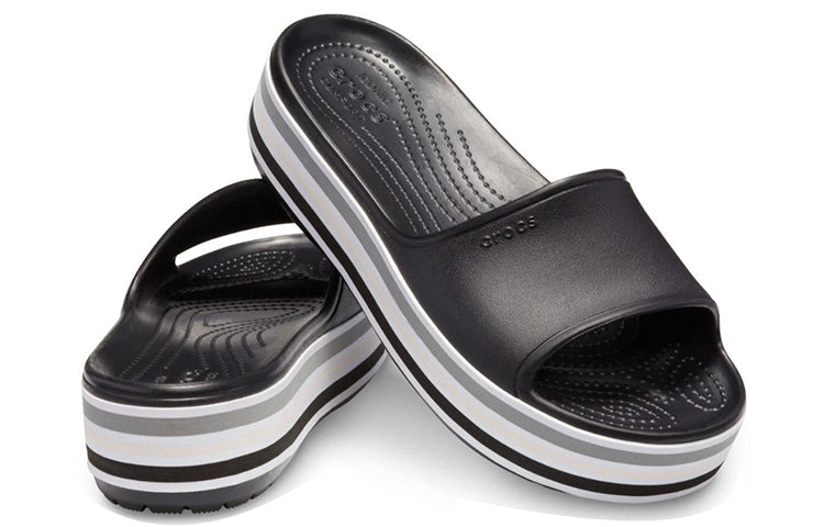 Crocs Crocband Platform Slides 'Black Grey White' 205693-001
