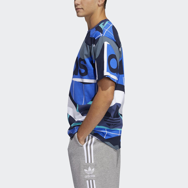 adidas originals Version Printing Round Neck Short Sleeve Blue FM1554
