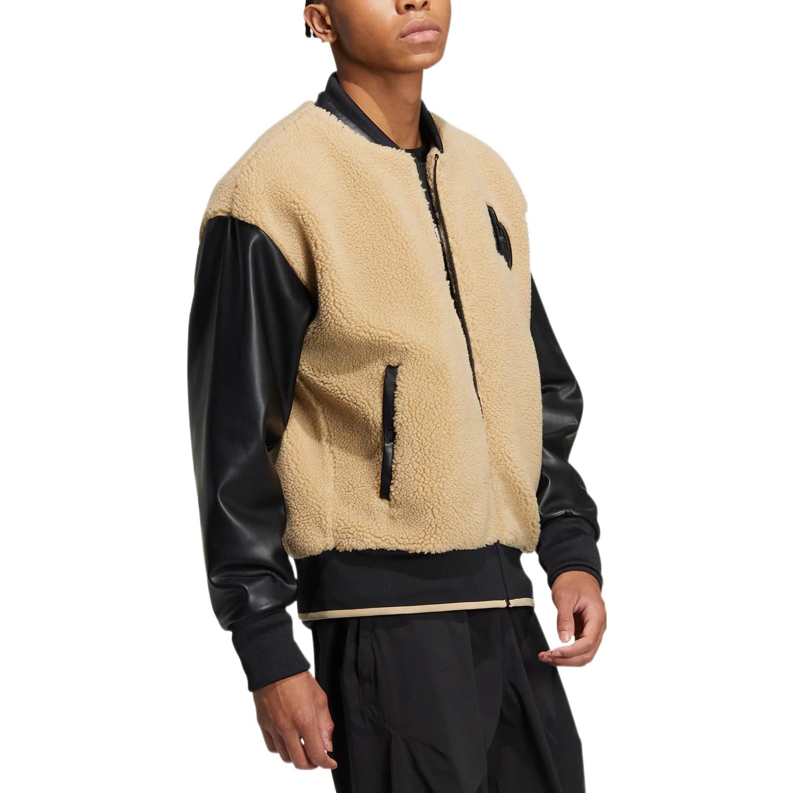 adidas Logo Monogram Jackets 'Beige Black' IB2722
