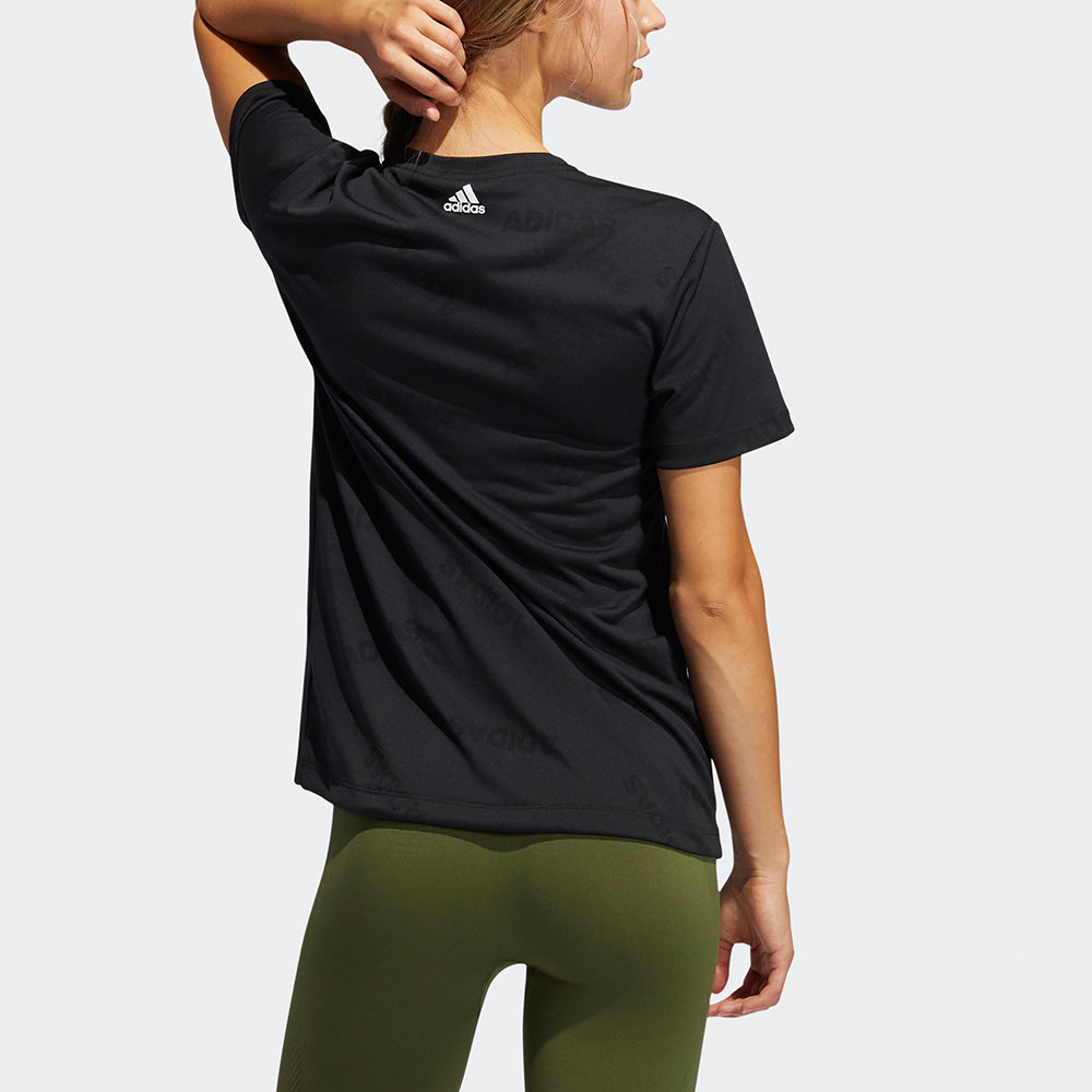 (WMNS) adidas Aeroknit Tee Solid Color Round Neck Sports Short Sleeve Black T-Shirt GQ9428