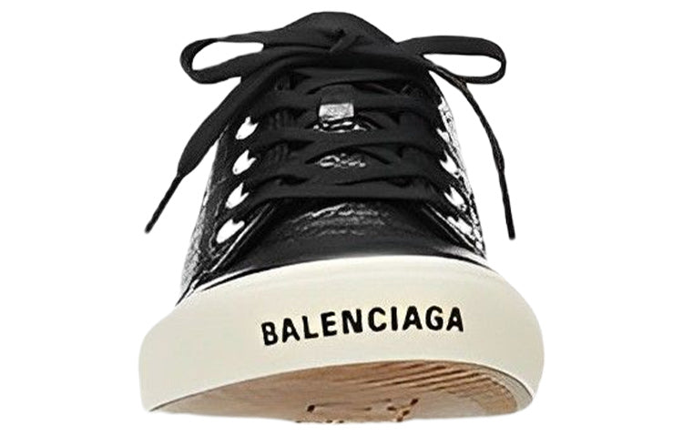 Balenciaga Paris Low Top Sneakers 'Black Destroyed Cotton and White Rubber' 688754W3RCB1090