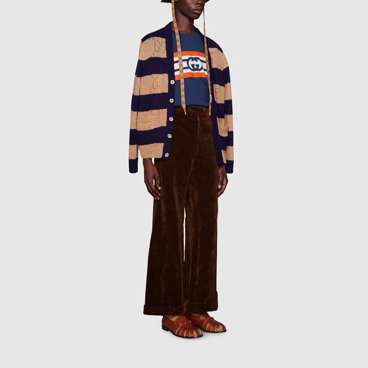 Gucci Interlocking G Stripe Print T-shirt 'Blue' 616036-XJDAG-4684