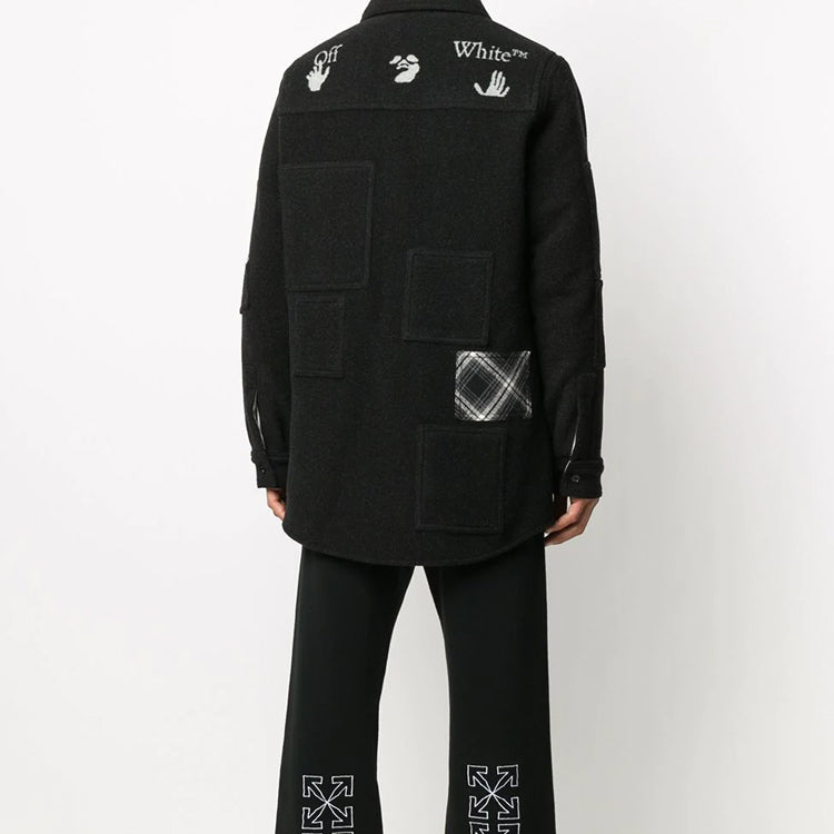 Off-White Plaid Pockets Buttoned Oversized Shirt OMEA227E20FAB0021001