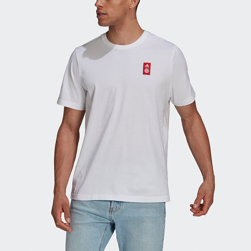 adidas Fcb Str Tee Alphabet Printing Soccer/Football Sports Short Sleeve White GR0705