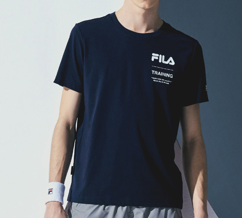 FILA Fitness Series Word Printing Sports Short Sleeve Royal blue A11M021111F-NV