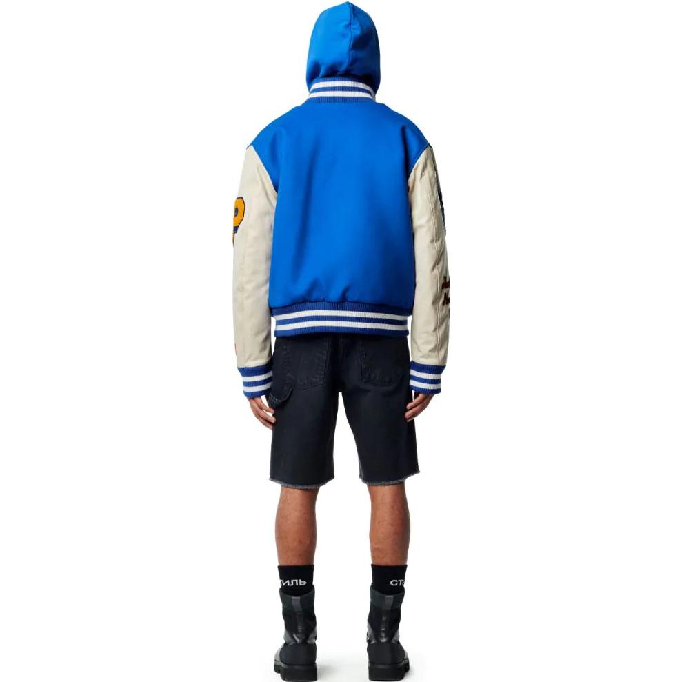 HERON PRESTON Heron Patches Varsity Jacket 'Blue White' HMEA087F22FAB0014519