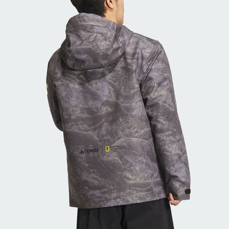 adidas x National Geographic Allover Print RAIN. RDY Jacket Asia Sizing 'Silver Violet' IS9512