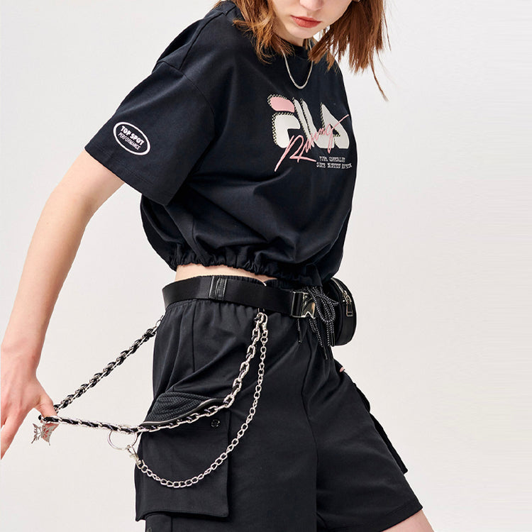 (WMNS) FILA FUSION SS21 Knit Sports Short Sleeve Black T11W123110F-BK