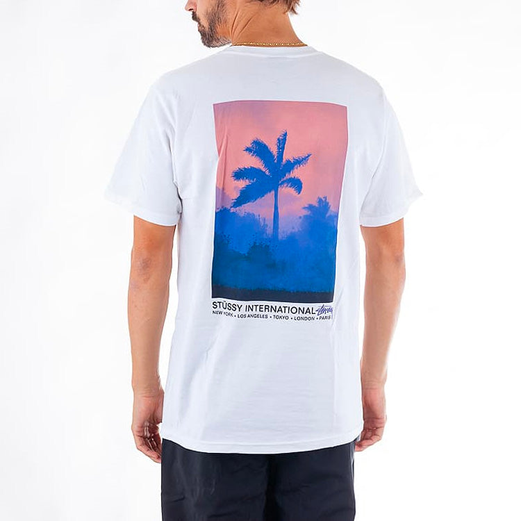 Stussy Fire Palm Tee Pattern Short Sleeve Unisex White 1904428-WHITE