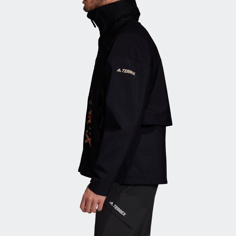 adidas Logo Stand Collar Sports Hooded Jacket Black FT9676