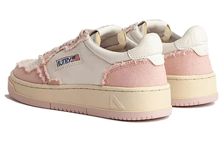 (WMNS) AUTRY Medalist Low Soft Goatskin and Frayed Canvas 'White and Pink' AULW-CB05