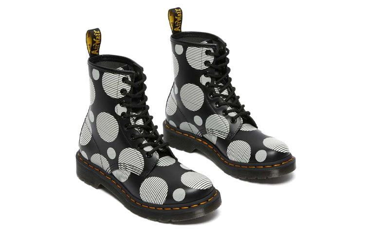 (WMNS) Dr.Martens 1460 Polka Dot Smooth Leather Lace Up Boots 'Black' 26876009