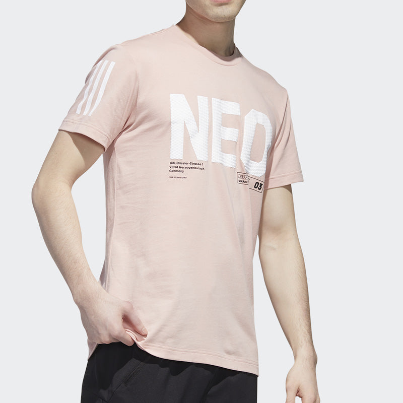 adidas neo M CS TEE 3 Sports Short Sleeve Pink GP5732