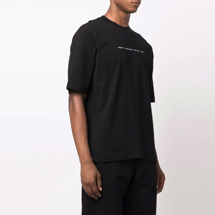 Off-White FW21 Logo Round Neck Short Sleeve Slim Fit Version Black OMAA119F21JER0231084