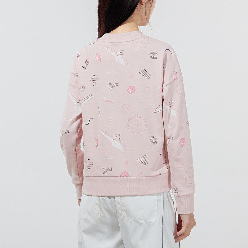 (WMNS) PUMA Formstripe Aop Crewneck Casual Sports Breathable Round Neck Hoodie 534465-36