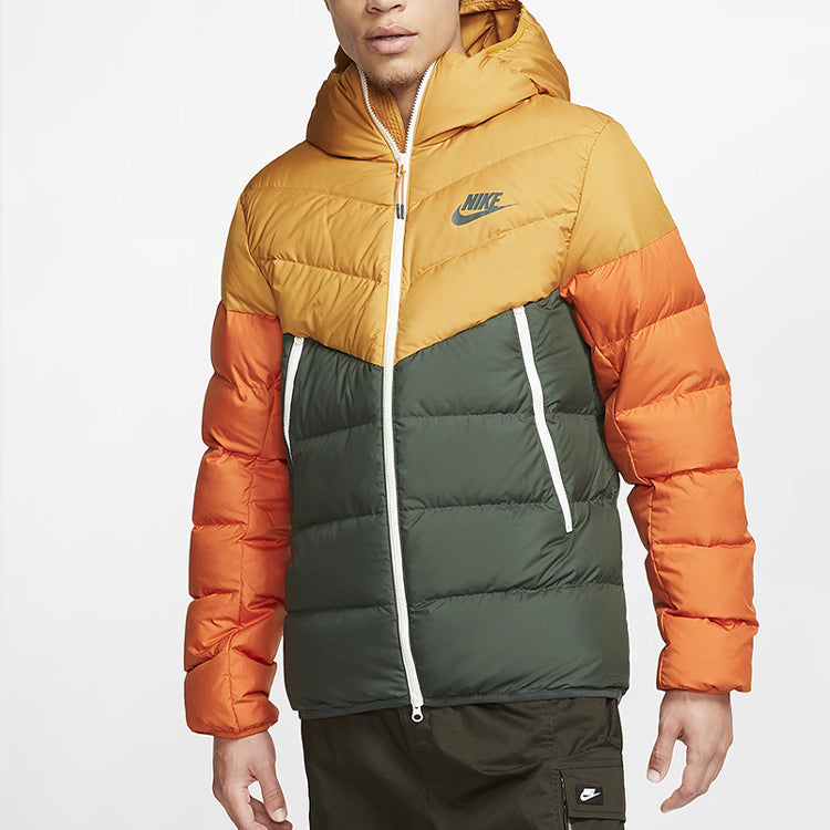 Nike Sportswear Windrunner Down Fill Casual Splicing hooded Sports With Down Feather Jacket Yellow 928833-727