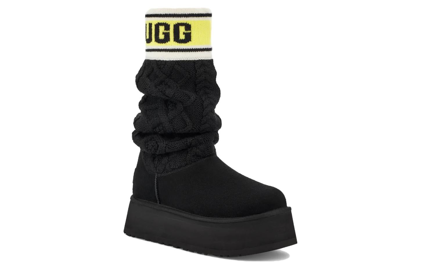 (WMNS) UGG Classic Sweater Letter Boot 'Black' 1144045-BLK