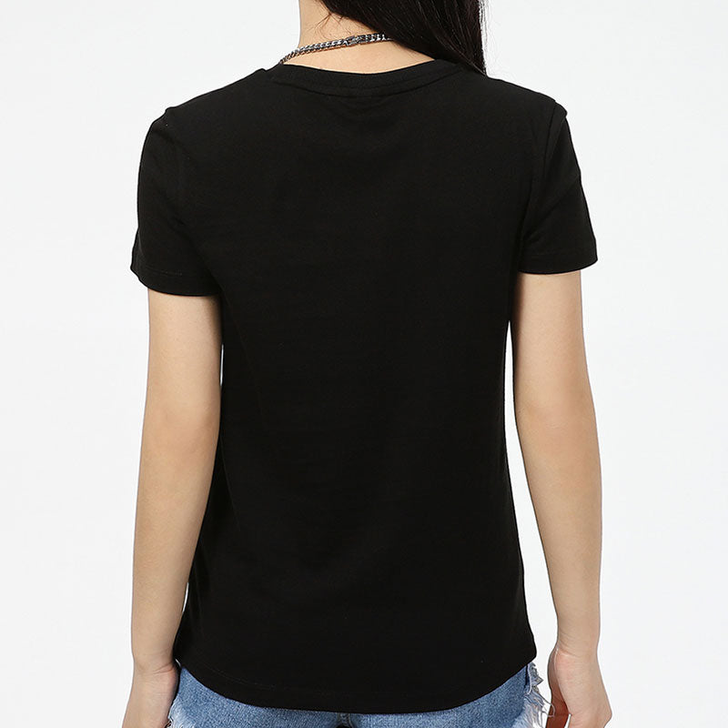 (WMNS) PUMA Classic s Contrast Colors Logo Printing Round NeckSport Short Sleeve Black 532282-56