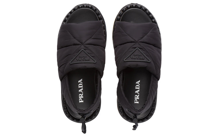 (WMNS) PRADA Triangle Logo Padded Chuncky Sandals 'Black' 1X739M_3LGO_F0002_F_020
