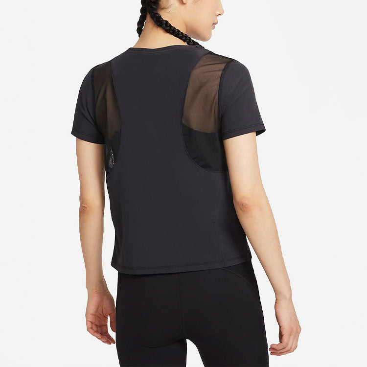 (WMNS) Nike Air Quick Dry Woven Reflective Breathable Mesh Short Sleeve Black CZ9375-010