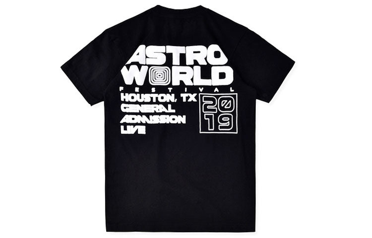 Travis Scott Unisex Cactus Jack Astroworld Printing Round-neck Black TC-45