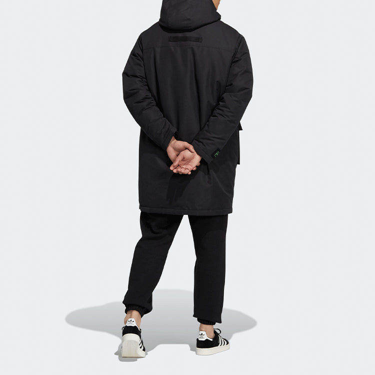 Men's adidas originals 2 In 1 Sports Long Hooded With Down Feather Black Jacket H58062