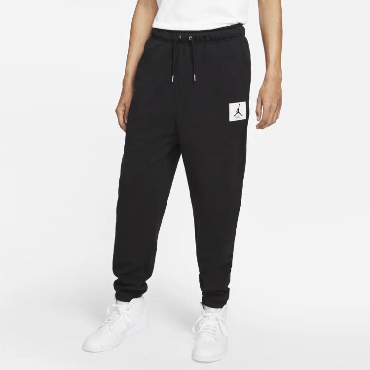 Men's Air Jordan Essentials Woven Label Logo Solid Color Bundle Feet Sports Pants/Trousers/Joggers Black DA9812-010