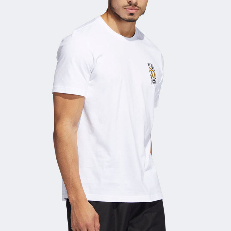 Men's adidas Basketball Tactical Board Pattern Printing Sports Short Sleeve White T-Shirt HM6772