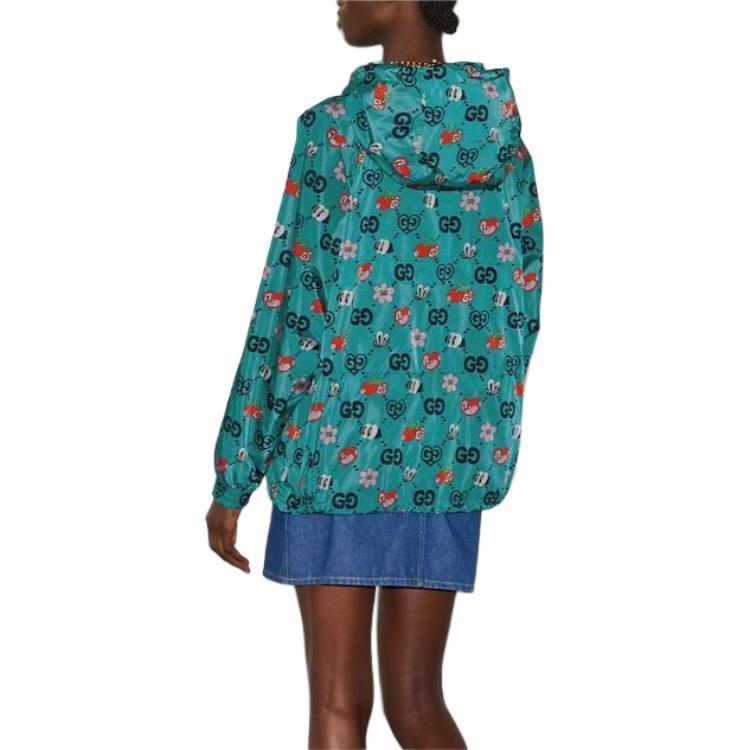 (WMNS) Gucci GG Symbols Print Hooded Jacket 'Bright Blue Multicolor' 781446-ZAQFA-4137