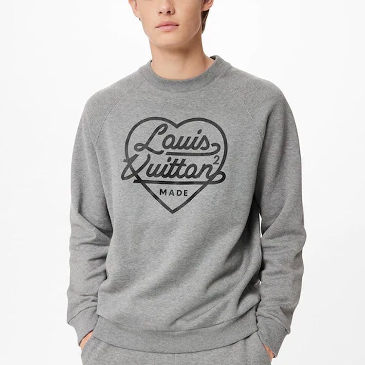 Men's LOUIS VUITTON FW21 Heart Shape Pattern Pullover Gray 1A9GLX