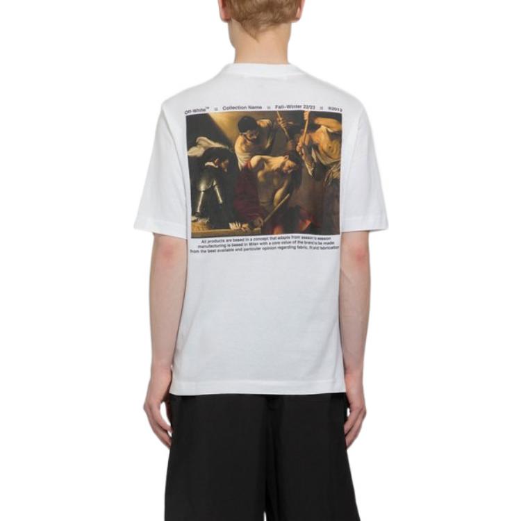 Off-White SS22 Alphabet Character Printing Short Sleeve White T-Shirt OMAA119C99JER0040110