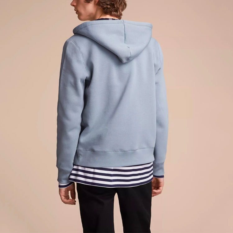 Men's Burberry hooded Zipper Jacket Light Blue 40569551