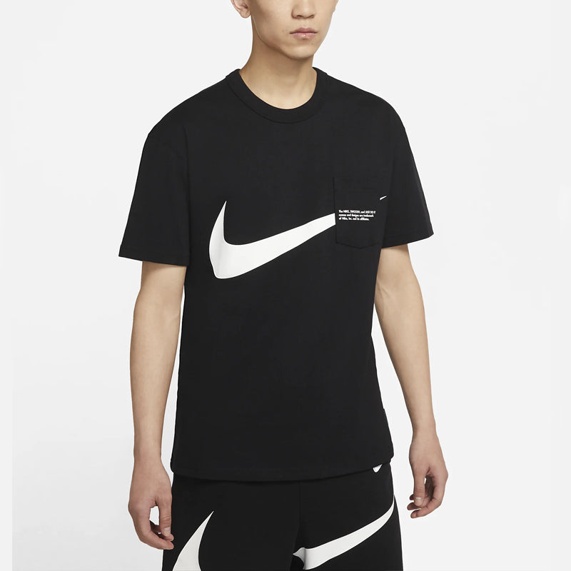 Nike Sportswear Swoosh Large Pocket Printing Sports Round Neck Short Sleeve Black DJ6297-010