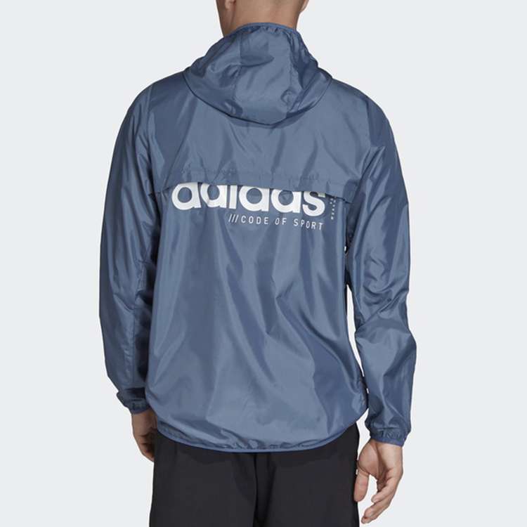 adidas Casual Sports hooded Windproof Woven Jacket Blue EI5587