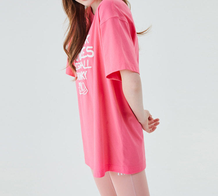 MLB Dad Shoes Series Short Sleeve Unisex Pink Red 31TS08031-50P