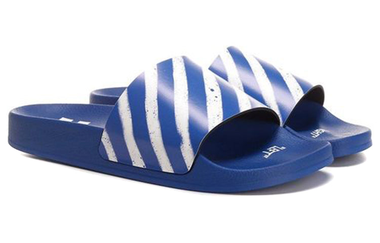 Off-White Diag Stripe Slippers Blue/White OMIC001S21MAT0024501