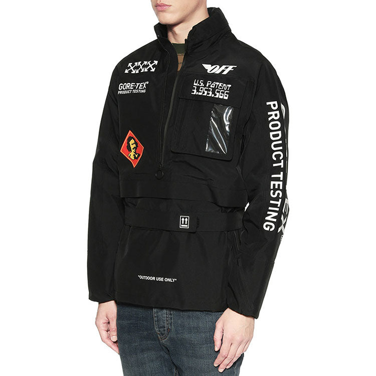 Off-White Half Zipper Pullover Long Sleeves Stand Collar Logo Jacket Version Black OFWJK62O001MBBKA