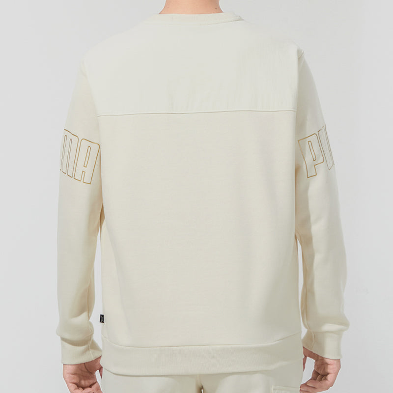 PUMA Winterized Crew Bronzing Logo Splicing Sports Round Neck Pullover White 848256-73