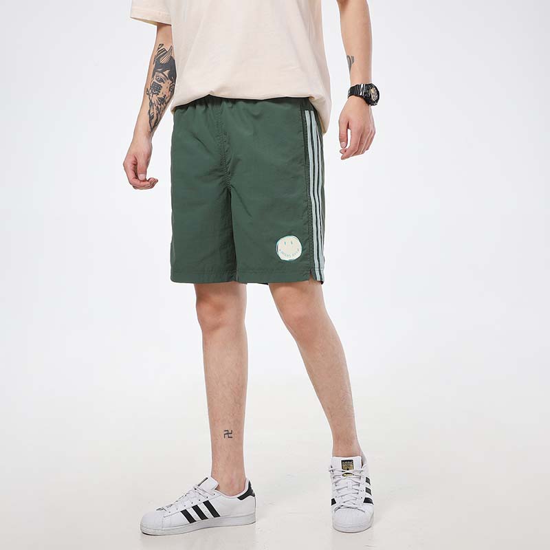 adidas neo M Smly Shorts Smiling Face Printing Stripe Sports Green GP5787