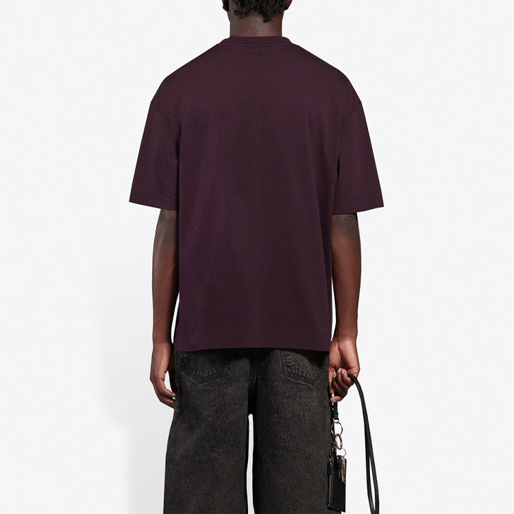 Balenciaga SS21 Chest Logo Round Neck Short Sleeve Purple 612966TIV545182