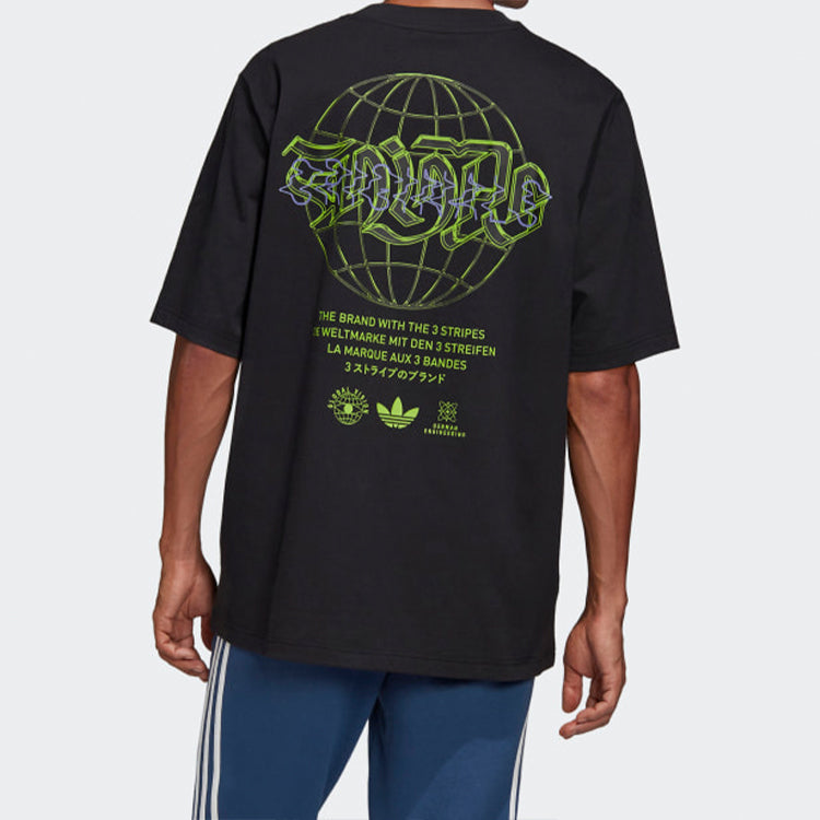 adidas originals Back Graffiti Printing Short Sleeve Black GK7223